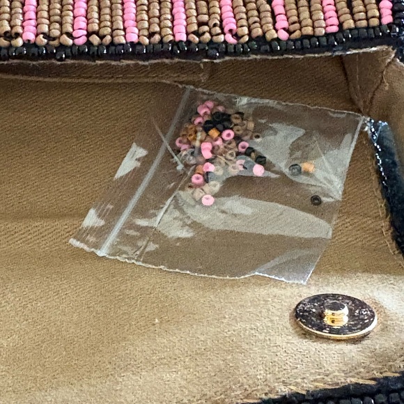 Anthropologie Pink and Black Beaded Shoulder Bag - Picture 12 of 12